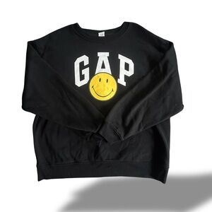 GAP Unisex Relaxed Fit Sweatshirt with Yellow Smiley Face